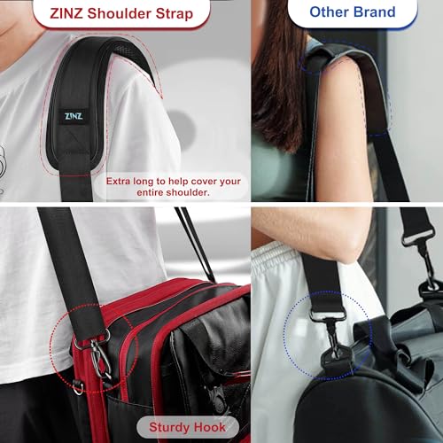 Image of ZINZ 60 inch Universal Bag Strap with Ultra-Thick Fixed Breathable Pad Adjustable Heavy-Duty Shoulder Strap for Laptop Crossbody Luggage Gym Camera Bag and More -B01K01