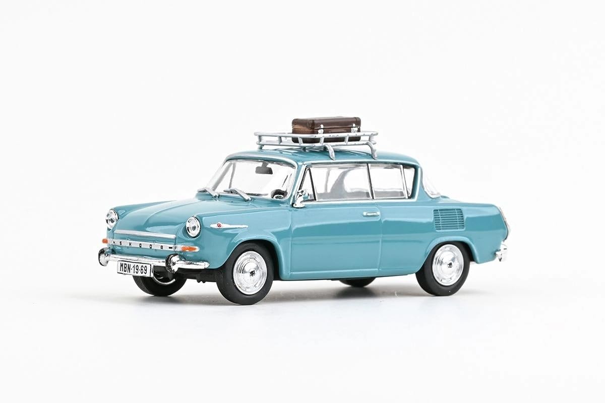 Skoda 1100MBX (1969) 1:43 Diecast Metalowy miniaturowy samochód, szczegółowy model kolekcji i zabawka samochodowa dla dzieci i dorosłych, miniaturowy pojazd w prezencie - Jasny turkus