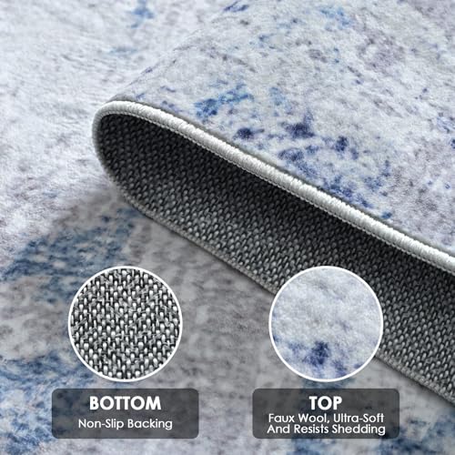 Tapete lavable RUGIXE 5x7 azul antideslizante miniatura 3