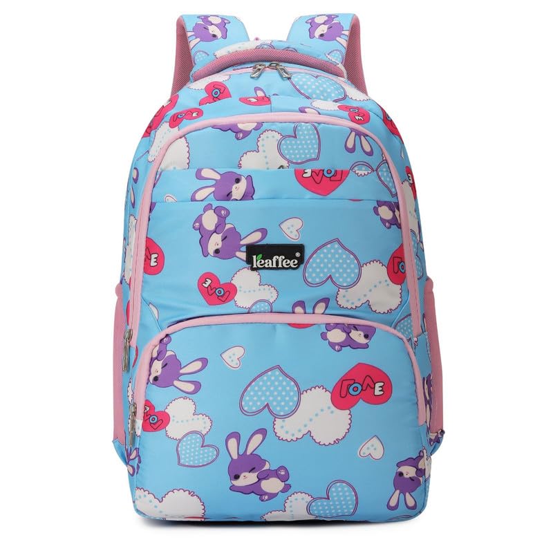 Kids School Bag for Girls/Boys | Cute BUNNY & Heart Print Waterproof Backpack | 2 Main Compartments | Ergonomic Design | 36L Capacity | 40x20x46 cm-image-20