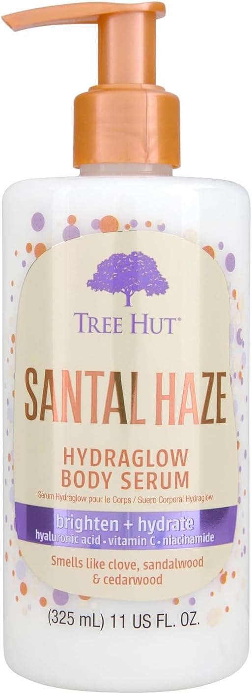 Tree Hut Santal Haze Hydraglow Hydraglow Body Serum, Brighten & Hydrate, with Hyaluronic Acid, Vitamin C & Niaciamide, 11 Oz.