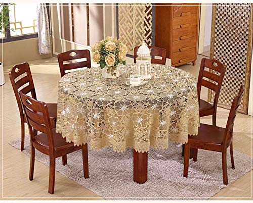 Simhomsen Beige Embroidered Lace Tablecloth 72 Inch Round #TOP4