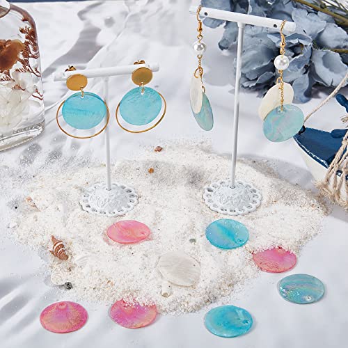 SUNNYCLUE 1 Box 40Pcs Shell Charms Seashell Charm Capiz Shells Slices AB color 25mm Flat Round Blue Pink Sea Summer Ocean for jewellery Making DIY Wind Chime Earring Supplies - Image 4