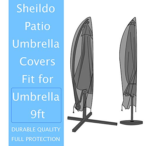 Shieldo Patio Umbrella Covers,Light-Weight and Durable Cantilever Umbrella Cover,420D Waterproof Patio Umbrella Covers for 9ft with Push Rod