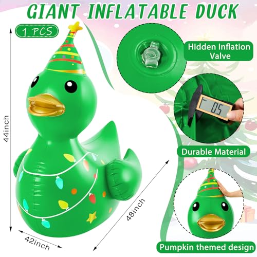Hungdao 1 Pcs 4 Feet PVC Christmas Giant Inflatable Duck Huge Rubber Large Blow up Duck Christmas Pool Floats for Xmas Holiday Indoor Outdoor Pool Decorations (Christmas Tree) - Image 2