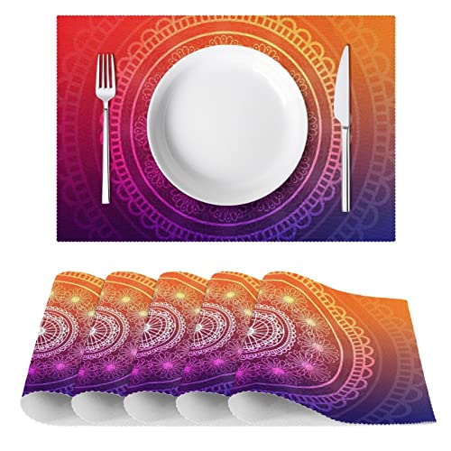 Sets de table en tissu Oxford isolant au motif mandala abstrait pour salle à manger