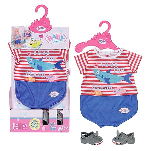BABY born Bath Pyjama und Clogs, Einteiler im Matrosen-Design mitClogs,...
