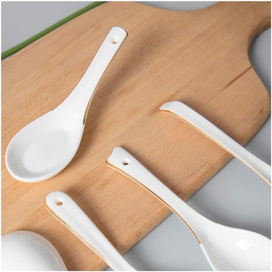 Cooking Spoons Set of 10 Bone China Serving Spoons, Spoon with Cage