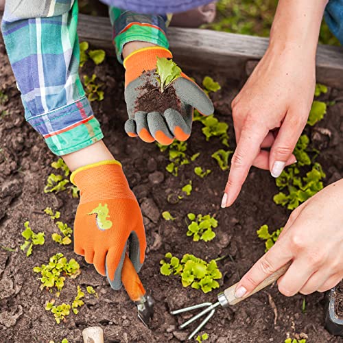 Hiyzi 6 Pairs Kids Gardening Gloves Children Yard Work Glove Rubber Coated Protective Gloves For Toddlers Youth Girls Boys Outdoor (Large (Age 9-11)) #TOP3