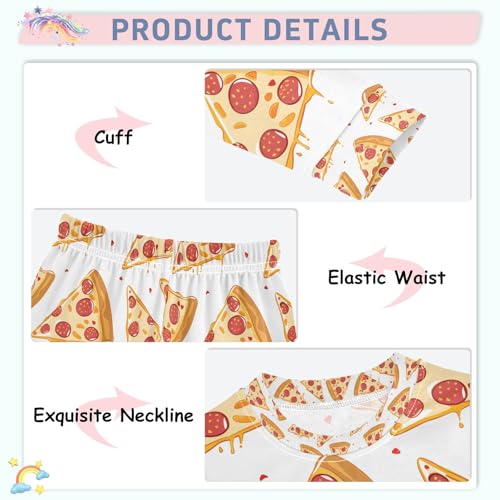 senya Pizza Slices on White Pajamas Set Long Sleeve Soft Cotton Sleepwear 2 Piece4