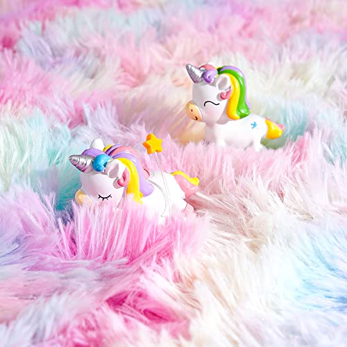 Junovo Soft Rainbow Area Rugs For Girls Room, Fluffy Colorful Rugs Cute Floor Carpets Shaggy Playing Mat For Kids Baby Girls Bedroom Nursery Home Decor, 5Ft X 8Ft Tie-Dyed Rainbow #TOP2