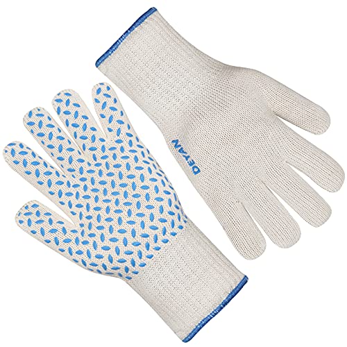 Comparison: Best Silicone Finger Oven Gloves 11 DEYAN Heat Resistant Oven Gloves 932°F | Silicone Non-Slip Mitts with Fingers | Flexible for Baking, BBQ, Grilling | Machine Washable (White, 1 Pair)
