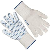 DEYAN Heat Resistant Oven Gloves 932°F | Silicone Non-Slip Mitts with Fingers | Flexible for Baking, BBQ, Grilling | Machine Washable (White, 1 Pair)