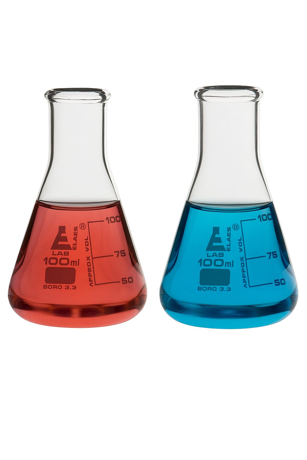 EISCO - 100 ml Conical Flask, Erlenmeyer, Narrow Neck, Made of Borosilicate Glass 3.3, Pack of 2