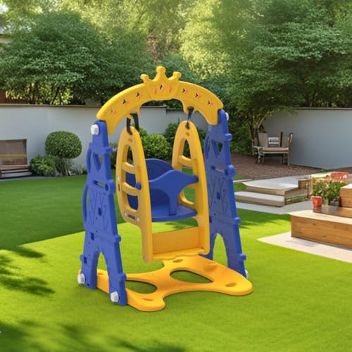 Image of Amazon Brand - Solimo (Castle) Swing for Indoor & Outdoor Use I Swing for Age 2-8 Years I Ideal for Boys & Girls | with Climbing Frame | Easy Assembly (Yellow & Blue)