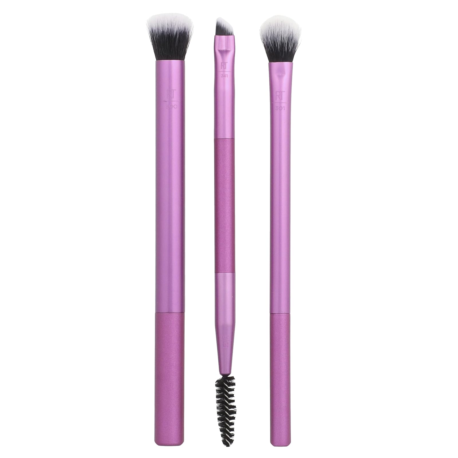REAL TECHNIQUES Eye Shade + Blend Makeup Brush Trio - Purple Synthetic Bristles - Eyeshadow Brush Set