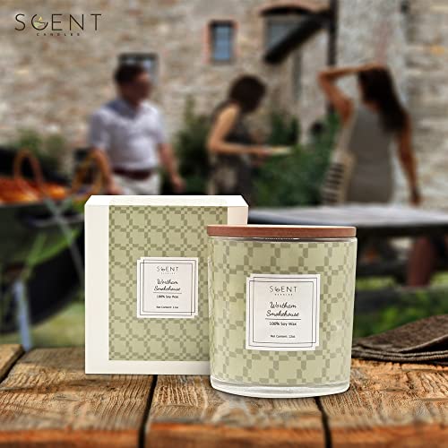 Scent Candles | Highly Scented Candles - Aromatherapy Candles For Home | Wortham Smokehouse Candle | 12Oz Glass Jar | 100% Natural Soy Wax Candles | Burn Time 60-70 Hours #TOP4