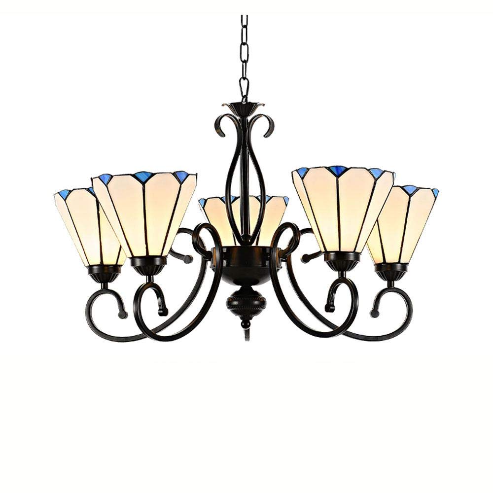 HJRegaFimu Living Room Chandeliers Ceiling Pendant Light 8 Heads Restaurant Bar Counter Lamp American Country Rustic Dining Bohemia Painted Metal Glass Hanging