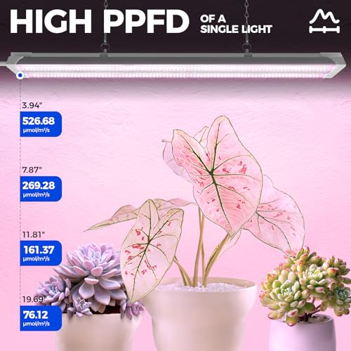 Image of Barrina TX36 2FT LED Grow Light for Seed Starting, 144W(4 x 36W, 800W Equivalent), High PPFD, Full Spectrum, Mechanical Timer, Hang Grow Light from Seed to Flower with On /Off Switch, Linkable, 4 Packs