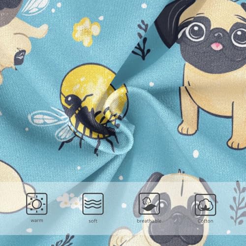 Wusikd Cute Dogs Pugs Girls' Underwear Cotton Bees Girls Briefs Soft Toddler Underwear 2T3