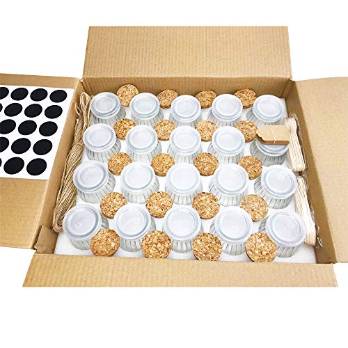 Folinstall 20 Pcs 4 oz Glass Jars with Lids - Yogurt Container - Yoghurt Jars for Jam, Spices, Gift Holder. Extra 20 Cork Lids, Chalkboard Labels, Tag Strings and 20 Wooden Spoons Included - Thumbnail 3