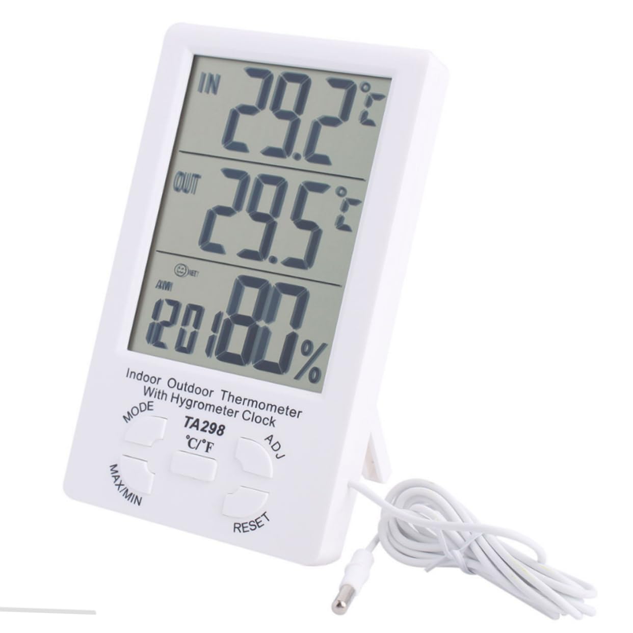 Humidity Gauge Indoor Room Temperature Gauge Indoor Temperature Meter Hygrometer Outdoor Humidity Monitor Meter Digital Humidity Monitor Liquid Crystal Thermometer White