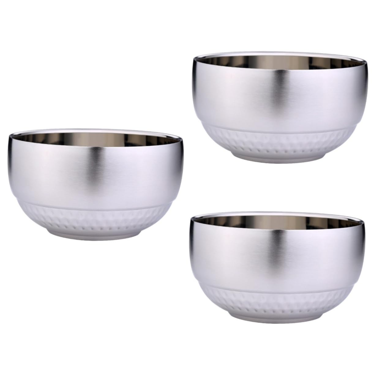 ABOOFAN Lot De 3 Bols À Soupe En Acier Inoxydable De 14 Cm Double Couche D'isolation Bol À Riz Bol De Service Alimentaire Incassable Argenté