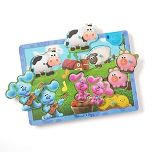Melissa & Doug Blue’s Clues & You! Wooden Sound Puzzle – Musical Farm (6 Pieces)