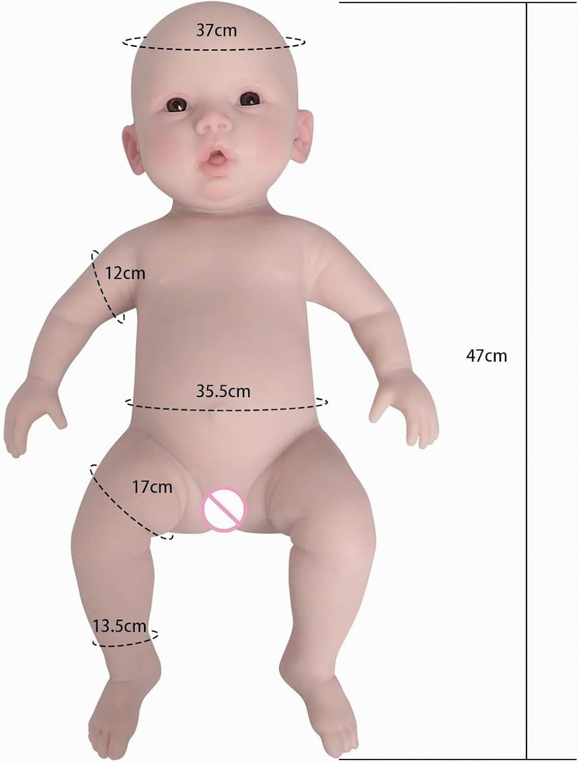 Pupazzo Bambino in Silicone Pieno 18,5 Pollici, Bambola realistica Non Vinile, Regalo collezionabile Lavabile per Neonato Reale, Creme