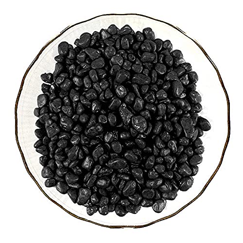 Gexmile Gravier Aquarium Naturels Pierres Décoratives pour Aquarium Gravier de Jardin pour Pot de Fleurs Jardin Domicile Vase Noir Diamètre 5-8mm 1kg Cover