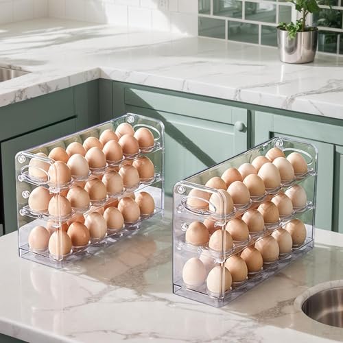 Organizador de huevos de gran capacidad con 3 capas para el refrigerador 8