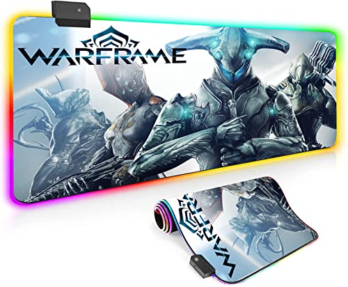 Gaming Mouse Pads Warframe Heroes Large Size RGB Mouse Pad Rubber Pc Computer Gaming Mousepad Desk Mat Locking Edge for Cs Go,11.8inX27.8in