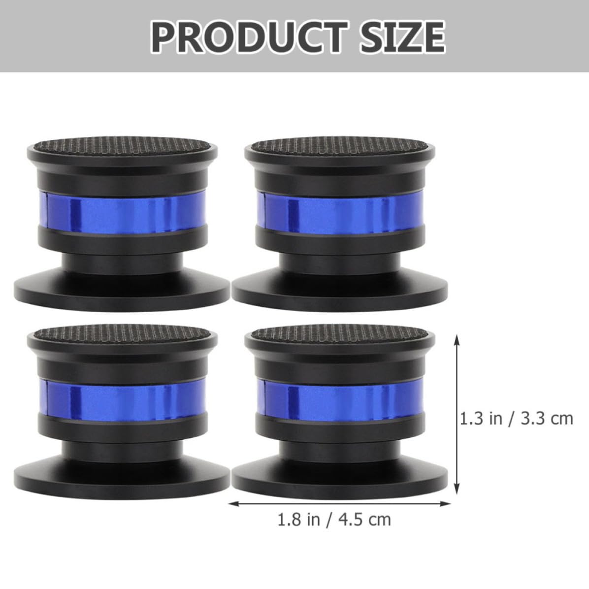 Pies de Aislamiento para Altavoz, 4 Piezas, Aleación de Aluminio | Goma Antideslizante, Soporte de 100kg por Juego, Acabado Negro Hrc50-55