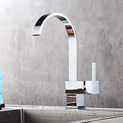 Robinet de cuisine au placage brillant et rotation fluide 360°