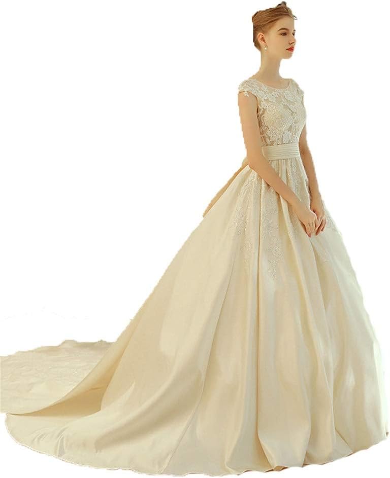 Wedding Dress Women Sleeveless Backless Floral Lace