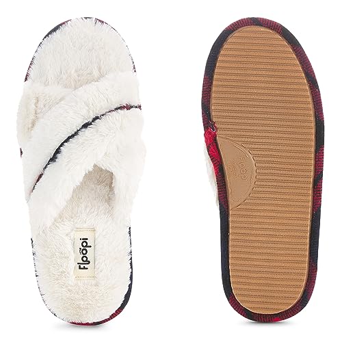 Floopi House Slippers for Women, Cross Band Fuzzy Womens Slippers Cozy Memory Foam with Indoor & Outdoor Anti Skid Sole4