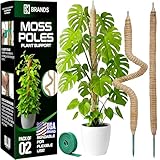 2 Pack 28'' Bendable Moss Pole Monstera Plant Support for Climbing Indoor Plants - Stakes for Potted Climbers - Tall Sticks Indoor Trellis for Houseplants - Accessories for Monstera Pot