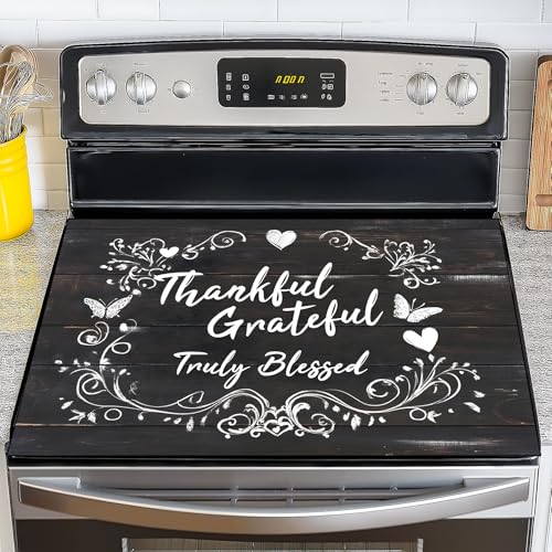 Image of Stove Top Cover for Electric Stove,Glass Stove Top Cover, Heat Resistant Glass Cooktop Cover, Stovetop Protector, Kitchen Decor, Dish Drying Mats Cover for Ceramic Washer Top 28.5x20.5 inch