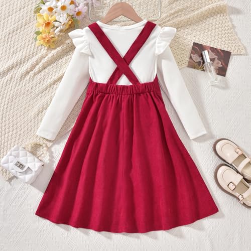 Image of HIHA Little Girls Adjustable Corduroy Pinafore Overall Dress Set Size 6-12