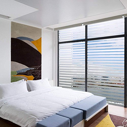 Shower Static Cling Light Block Window Film No-Adhesive Removable Striped Glass Film Bathroom Office Decorative Blind Frosted Privacy Window Cling Film,17.7 X 78.7 Inches(45Cm By 200Cm) #TOP4