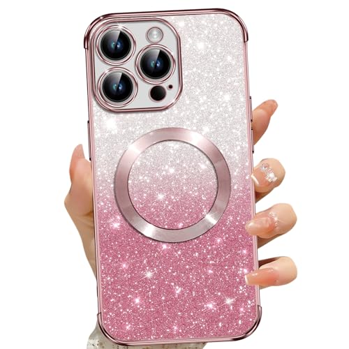 Phoona Cover Magnetica per iPhone 15 Pro, Glitter