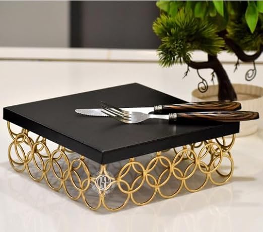 Metal Cake Stand Cake Cutting Display Stand Multipurpose for Birthday and Wedding Party Black (8