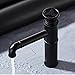 FUKUZL Black Short Retro Industrial Brass Faucet: Pipe-Shape Deck-Mounted Hot-Cold Vessel Sink Tap(D)
