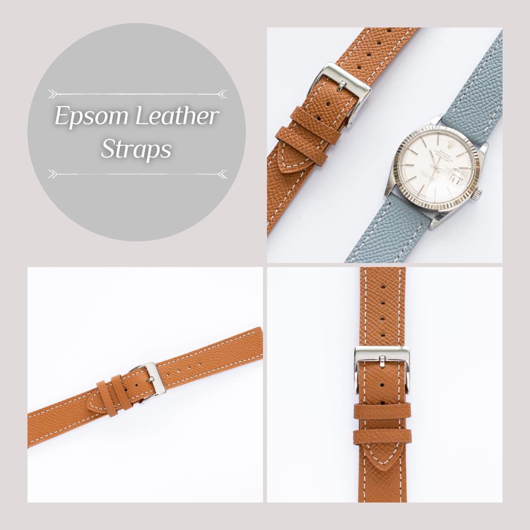 Generic Quick Release Epsom Leather Straps For Cartier Watches, Replacement Calfskin Watch Bands Straps With Buckle For Omega Watches - Multiple Colors (20mm, Gray)