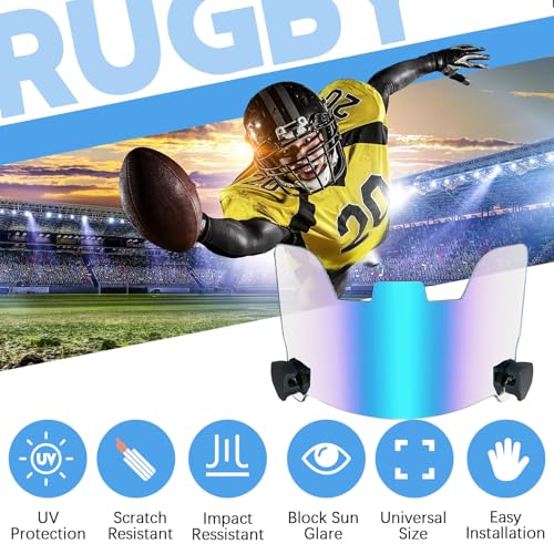 Image of Xuhal 2 Pcs Football Visor for Youth Adult Football Helmet Visor Lacrosse Helmet Eye Shield Eye Protection for Sport(Clear and Electroplating Blue)