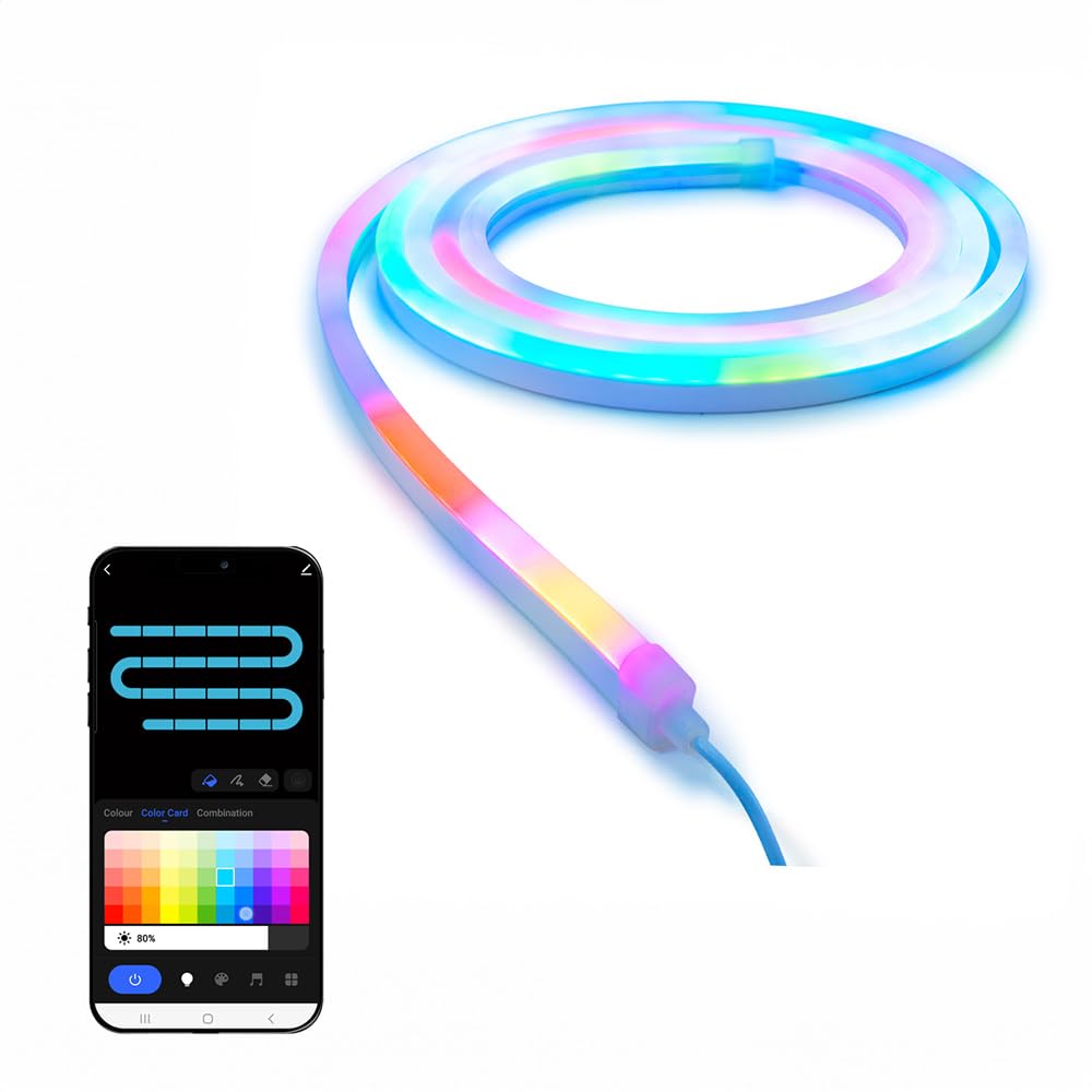 ValueLights Smart App-Control Music Sync Neon Rope Light Kit - 3m White Silicone