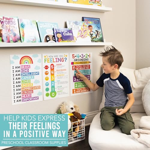 Hadley Designs Calming Corner Posters for Classroom Decor -8 Calm Down Corner Supplies Classroom Must Haves, 11x17 Feelings Emotions Chart for Kids, Rainbow Mental Health Posters for School Counselors - Image 8