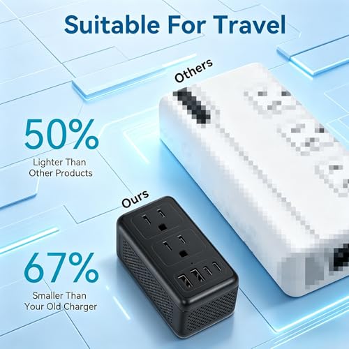 Image of 220V to 110V Voltage Converter US to Europe for Hair Dryer, Upgrade 2000W Power Converter for European Travel with Type C A G I, International Universal Travel Adapter with 1 USB A & 3 Type C (Black)