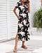 AUSELILY Damen Sommer Maxikleid Kurzarm V-Ausschnitt Lockeres Strandkleid mit Seitenschlitz für Urlaub Trichterwinde XL