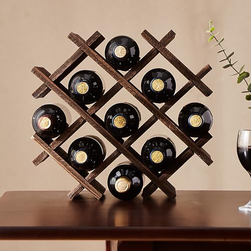Soporte para 9 Botellas de Vino de Madera Maciza miniatura 5